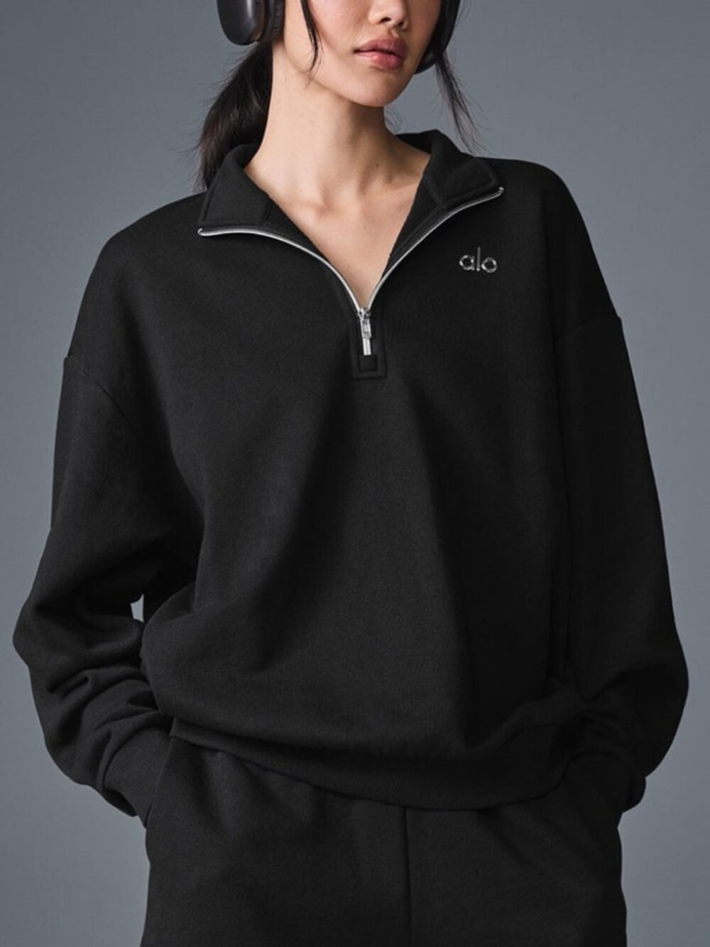 ALO Accolade Quarter-Zip Pullover Black Muliple Sizes NWT - Picture 9 of 9